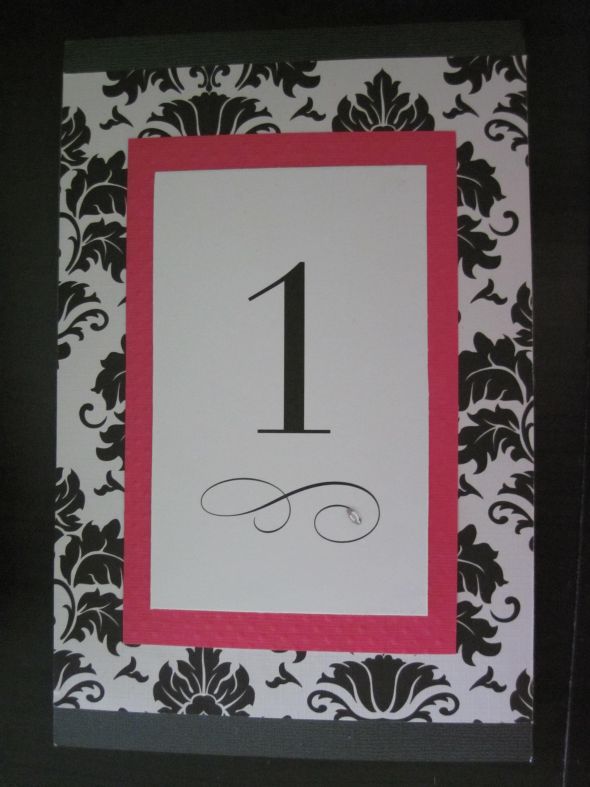 Damask Table Numbers (Fushia & Black)