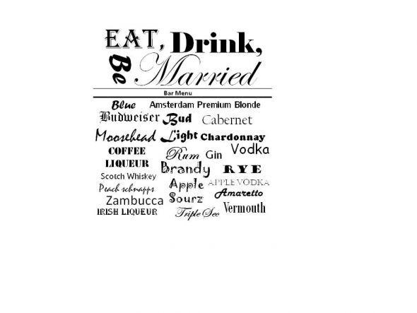 Bar Menu :  wedding bar menu damask black white diy reception Bar Menu Example