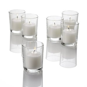 72 Clear Glass Votive Holders with 10 hr candles (white) :  wedding votive glass candle reception white ceremony diy Votive Holders