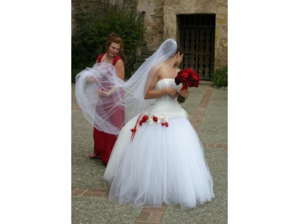  dress sz 6 wedding wedding dress gown bridal tulle ballgown red roses