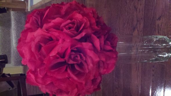 Red Pomanders/Kissing Balls for sale! :  wedding pomanders kissing balls flower ball red flowers reception 2011 12 12 20 33 26 361