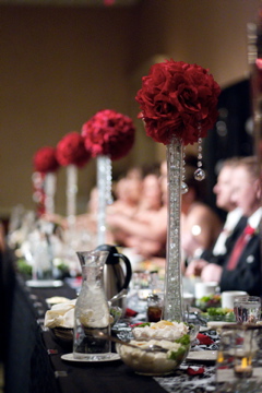 Red Pomanders/Kissing Balls for sale! : wedding pomanders kissing balls flower ball red flowers reception A15W6761