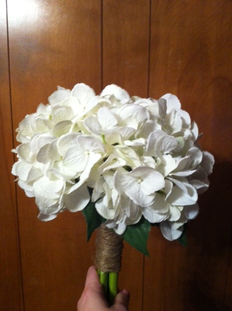 Need opinions on DIY bridesmaids bouquets! :  wedding bridesmaids hydrangeas bouquet white rustic Bridesmaid Bouquet