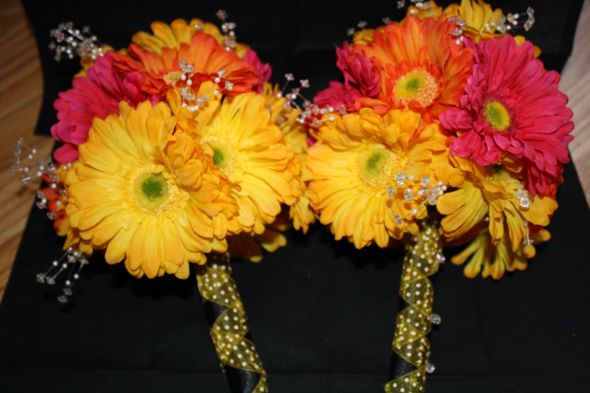 Fuchsia Orange and Yellow Gerber Daisy Bouquets 20 wedding gerber daisy 