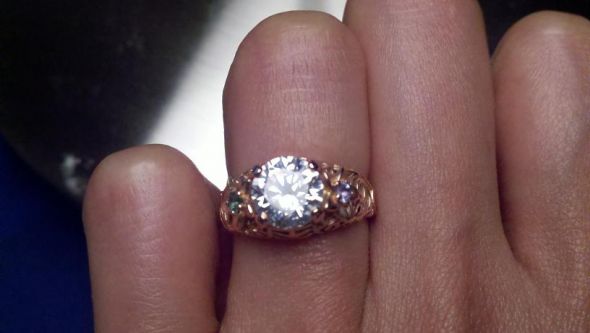 Please show me your wedding bands with three stones e-rings!! :  wedding rings three stones wedding bands 3 Stone Ring   1