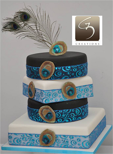 wedding peacock cake wedding cake blue green teal peacock 5181624475