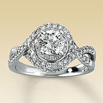 Help!!! Need wedding band ideas for halo e ring! Post your pics!! :  wedding halo wedding band double halo twisted halo e ring 1 wedding set Theone