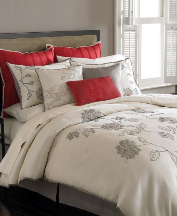 Bedding : wedding bedding Martha Stewart Collection Bedding Etched Peony 9 Piece Queen Comforter Set P
