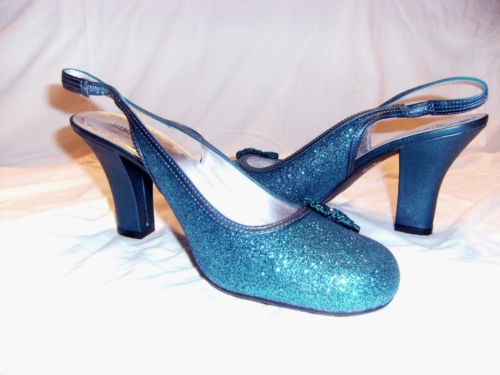 So here is the problem I bought these blue glittery shoes Wedding dress 