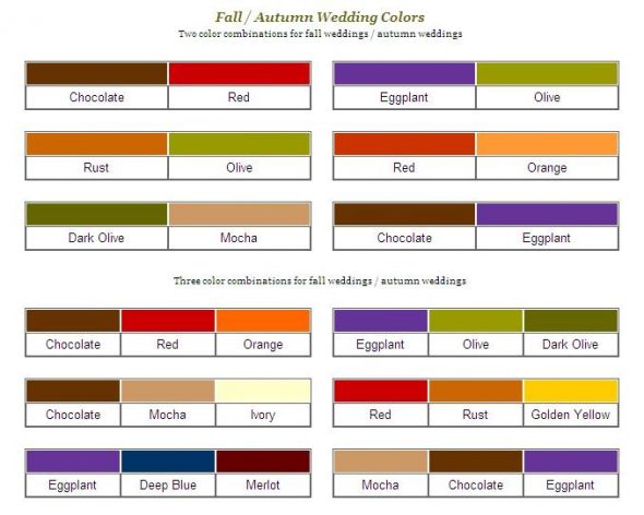 Unique Fall Wedding Colors wedding Color Hope this helps