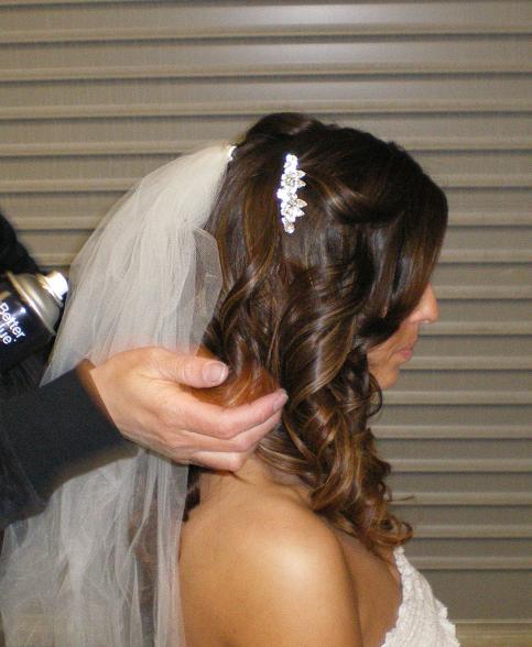 Hair & Makeup Trial (take 2)! Pics inside :  wedding hair trial down curls veil Hair 1