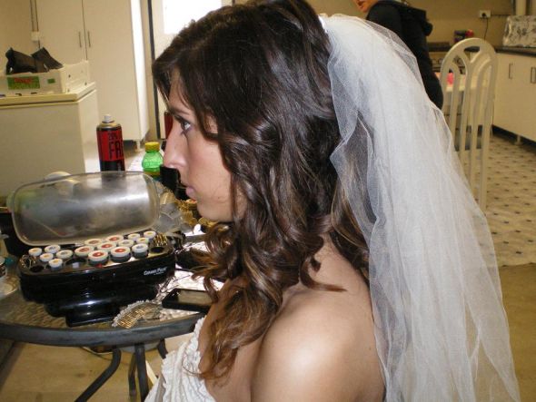 Hair & Makeup Trial (take 2)! Pics inside :  wedding hair trial down curls veil Hair 2