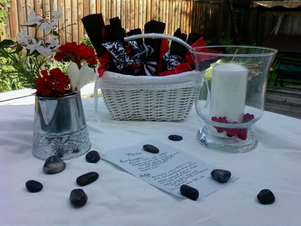  black table wedding red black table silverware outdoor white reception 