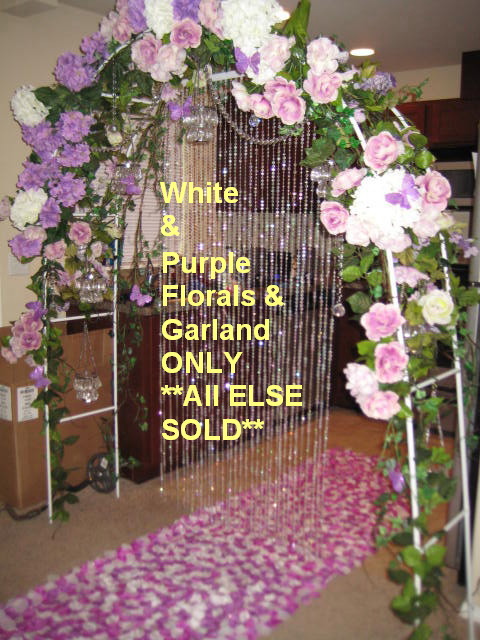 NOTE any crystals Purple butterflies aisle runner white arch 