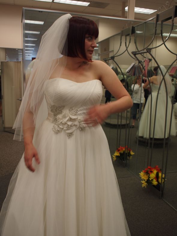 Size 12/14 (street size) brides: Post your dress pics! :  wedding wedding dress size 12 size 14 hourglass petite photos pictures pics ball gown 1 a line 1 P4021515