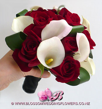 wedding B043 Red Rose White Calla Posy Bridesmaids red roses for wedding