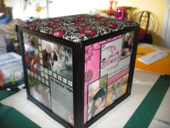 Our Scrapbooked Card box :  wedding black pink diy reception DSCN2989