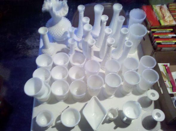 Milkglass Vases & Candlesticks :  wedding milk milkglass glass vases white ivory ceremony diy reception Milkglass 1