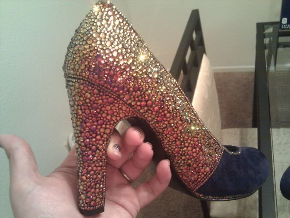 DIY Volcano Crystal Shoes :  wedding swarovski strass cobalt crystal diy shoes Innerleftvolcsano