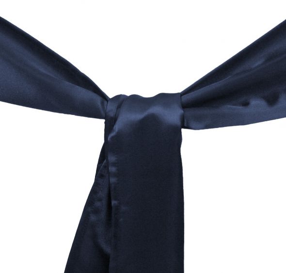 No chair covers but I think we might do navy royal blue satin sashes the 