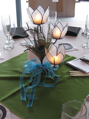 Plum Sage Wedding wedding diy reception decor plum Peacock Candles