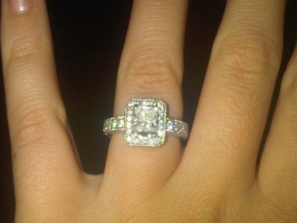 Radiant cuts! Calling all Bees with these! : wedding radiant cut ring style solitaire three stone 1 photos pictures radiants Radianthaloengagementring
