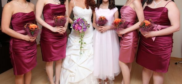 Please show me your bridesmaid dresses with the name of the designer! Thanks :  wedding Pink And Orange2