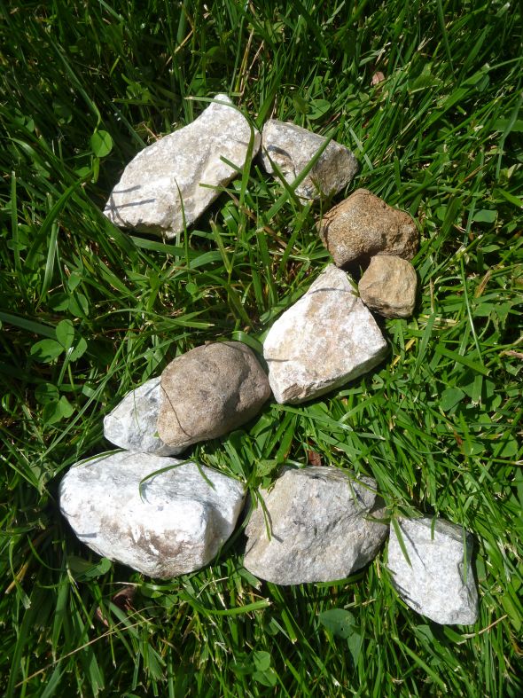 Outdoorsy Table Numbers :  wedding diy leaves nature outdoors reception rock rustic table numbers 2