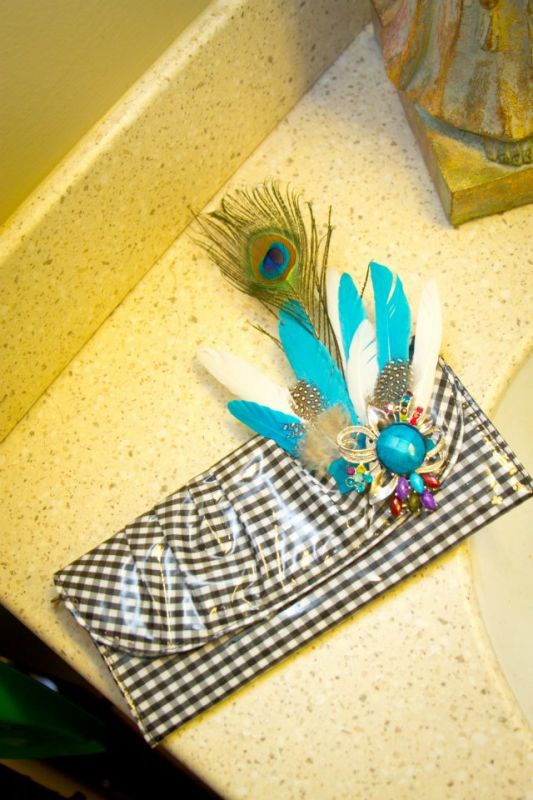 My Bridesmaid Bouquets wedding peacock feathers broochs teal black white 