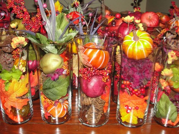 wedding centerpieces fall rustic brown gold orange purple red yellow 