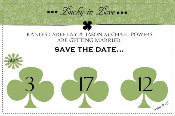 We finished and mailed out our SAVE THE DATES for our IRISH wedding :  wedding clover irish celtic save the dates 1 st patricks day 1 wedding Save The Date