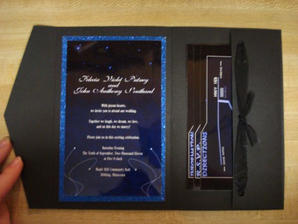  Handmade invitations wedding hand made custom stars night teal black 