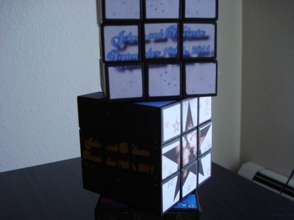 For the kids! Rubix cubes : wedding kids games toys teal black blue white silver inspiration diy reception DSC01581