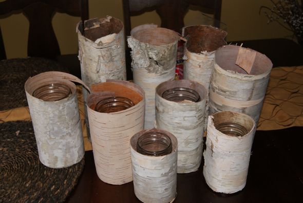 Birchbark Vases : wedding birch bark vases centrepieces diy DSC03060