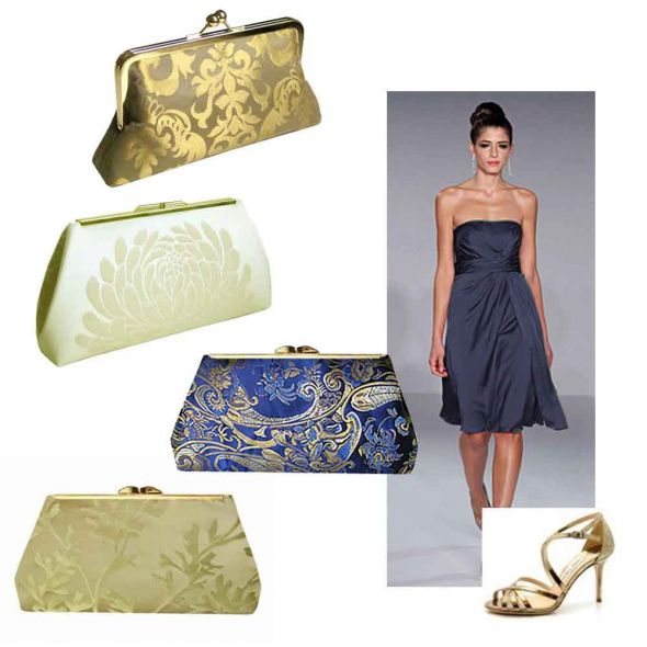bridesmaid clutches :  wedding birdesmaids gifts clutches navy gold Clutches