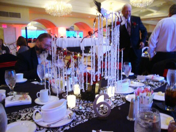 damask and feathers - is it ok? : wedding damask flowers feathers ceremony bouquet centerpieces Centerpiece1