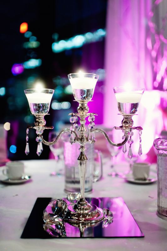 We had a fairy tale wedding theme with crystals Show me your centerpieces