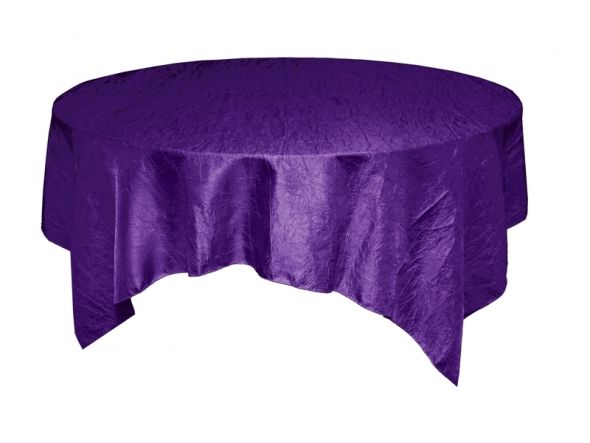 Purple Taffeta Crinkle square table overlays wedding purple overlay 