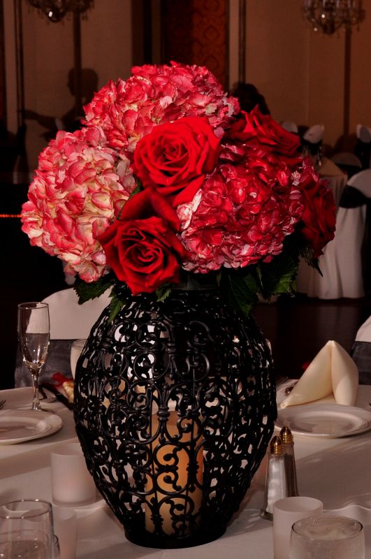 black wedding vases I used