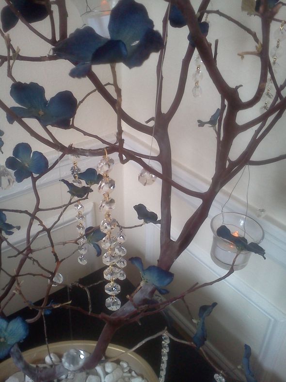  Manzanita tree centerpieces wedding centerpieces teal black blue brown 