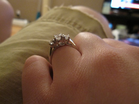 show me your three-stone e-rings! :  wedding three stone ring three stone radiant cut Side 1