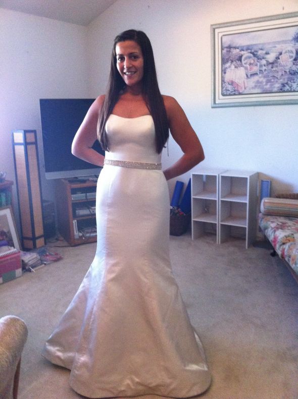 HELP! Mermaid Dress Dilemma! SUPER PIC HEAVY! Mikaella 1406 or PoB PL 396 :  wedding priscilla of boston pl 396 mikaella 1406 1 sash bolero mermaid belt bling accessories help PL396FrontBelthairdown