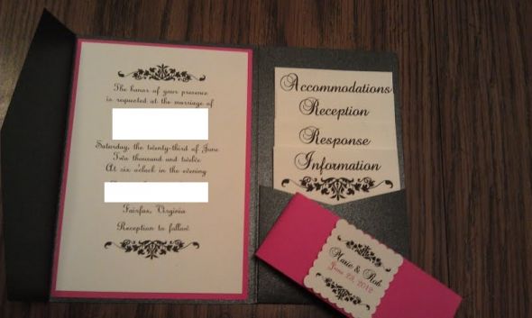 Invitation Mock Up wedding invites damask black white pink pocketfolds 