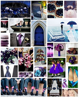 blue champagne and a jewel tone purple and go with a royal theme