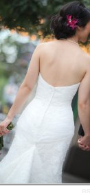 Ivory Oleg Cassini CRL277 Size 0 dress Worn Once! :  wedding wedding dress dress veil lace sweetheart oleg cassini ivory ceremony Back Bustled