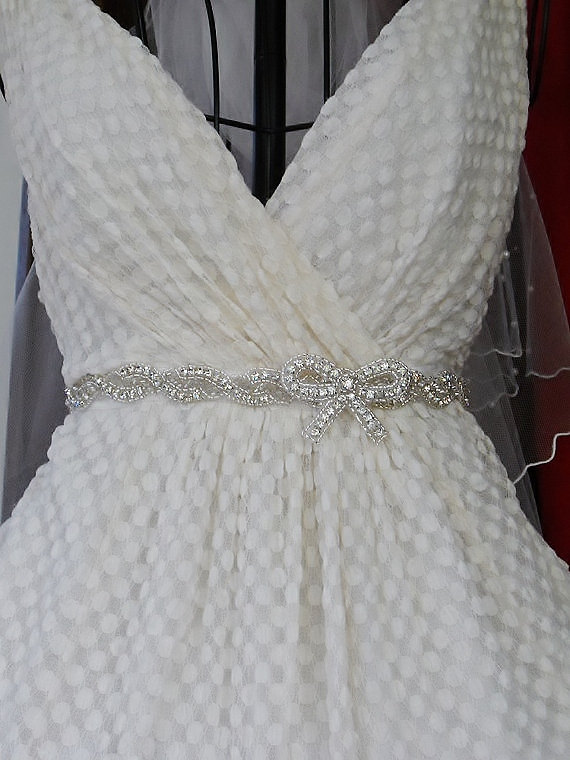 Sash/Belt Options with Vera Wang White Dress :  wedding sash belt vera wang white vw351011 BowSash2