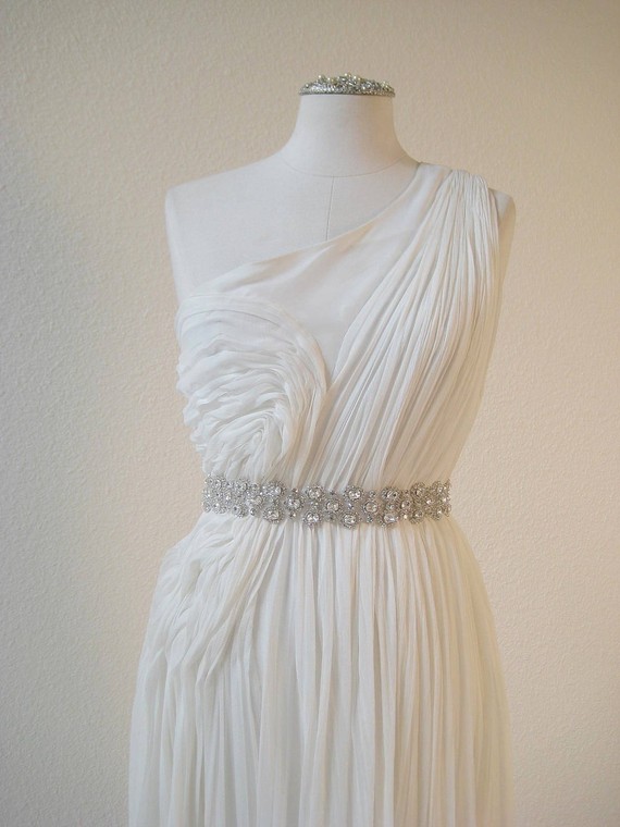 Sash/Belt Options with Vera Wang White Dress :  wedding sash belt vera wang white vw351011 Crystal 2