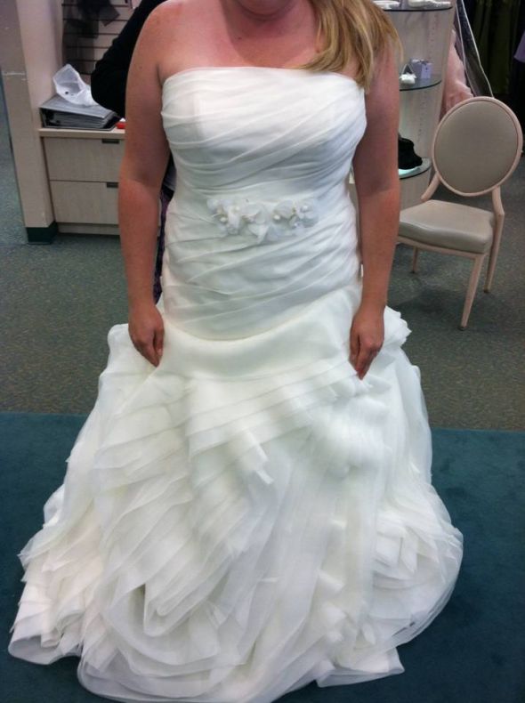 Vera Wang White VW351011  Wedding Day Photos :  wedding vera wang vw351011 dress plus size photo davids 1 bridal Dress