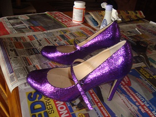 Show me your PURPLE wedding shoes!!! :  wedding shoes wedding accessories shoe purple lilac thread Finished Shoes
