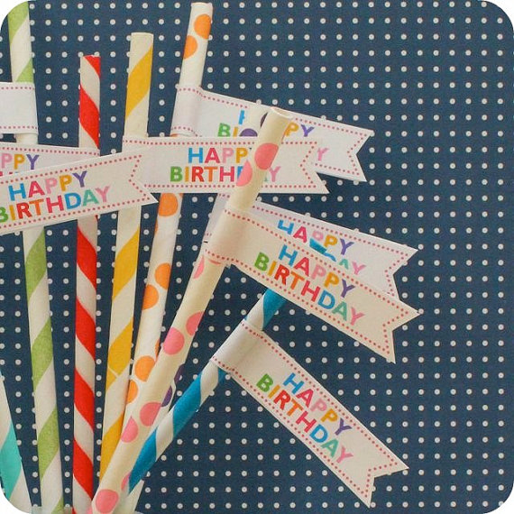 Paper straws : wedding straw flag saying Paper Straws